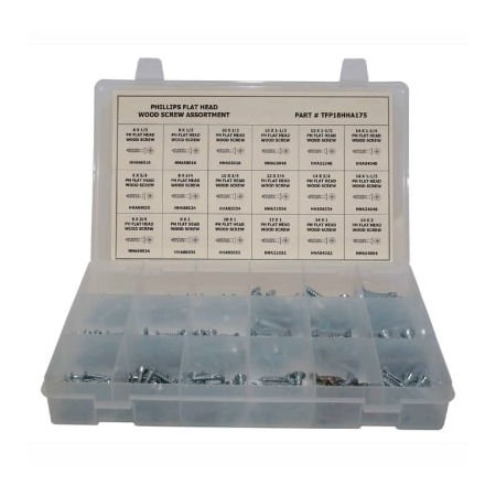 Titan Fasteners Wood Screw Assortment, Steel, Zinc Plated Finish TFP18HHA270